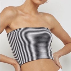 TopShop Black White Striped Tube Top